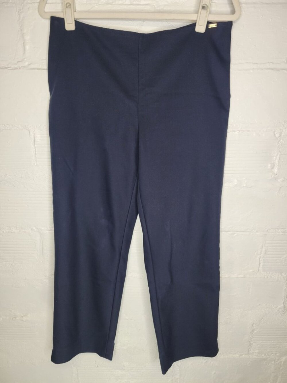 St John Sport Women's Size 8 Pants Crop Size Zip Flat Front Blue